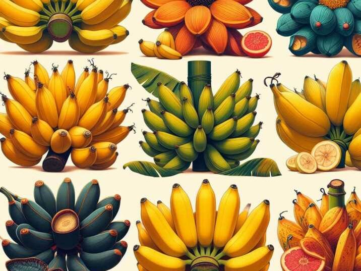Different banana varieties, with emphasis on those more prone to double bananas.