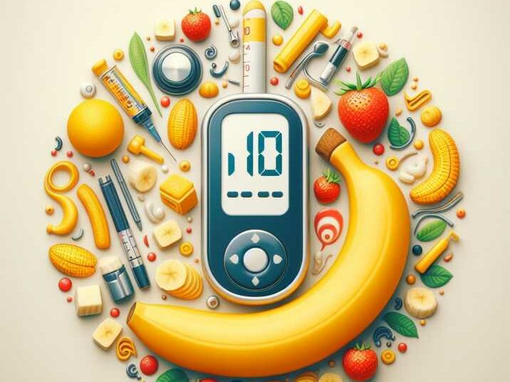 Blood sugar monitoring device, highlighting the need for awareness when consuming bananas for individuals with diabetes