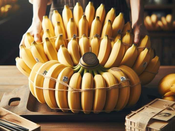 Fresh Cavendish Bananas on Wooden Table