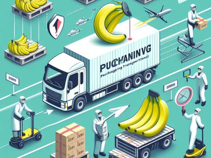 Visual representation of proper packaging and transportation methods for bananas.